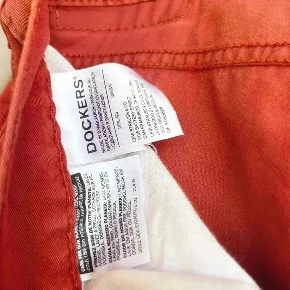 DOCKERS - Harvest Red Jean-cut Stretch Chino Flat-Front Pants, Fits Mens 34X30 - Picture 6 of 15